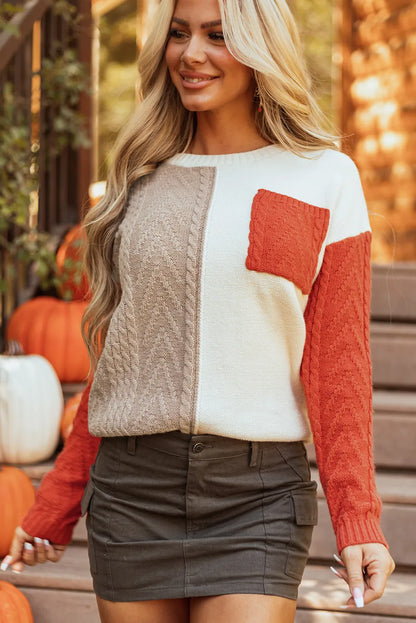 Get trendy with Color Block Round Neck Sweater - Sweaters available at Styles Code. Grab yours today!