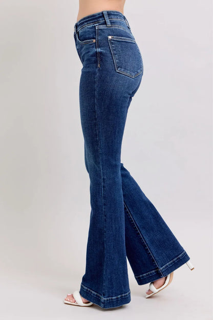 Get trendy with High Rise Flare Jeans Plus Size - Jeans available at Styles Code. Grab yours today!