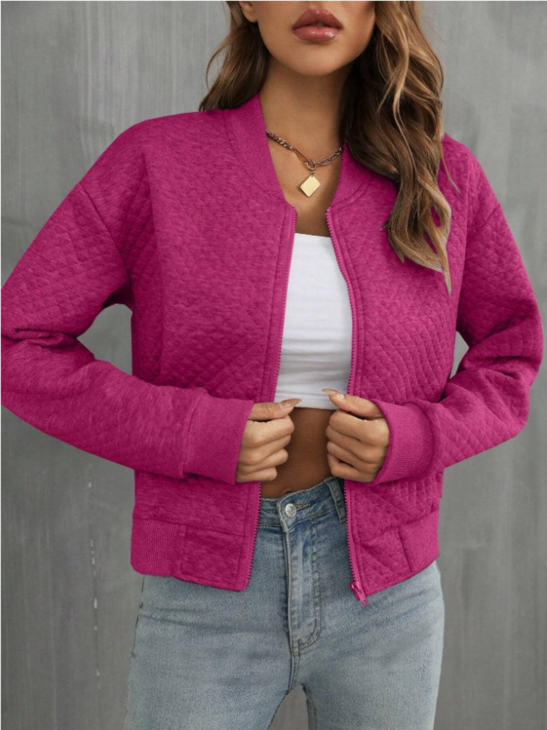 Get trendy with Zip Up Long Sleeve Jacket -  available at Styles Code. Grab yours today!