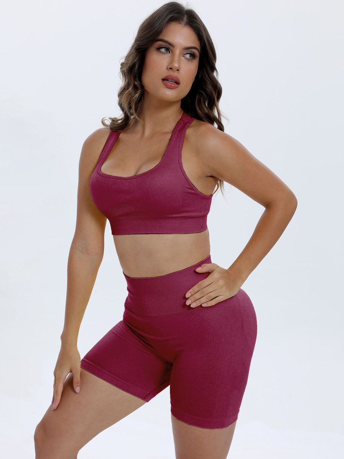 Get trendy with Scoop Neck Wide Strap Top and Shorts Active Set - Activewear available at Styles Code. Grab yours today!