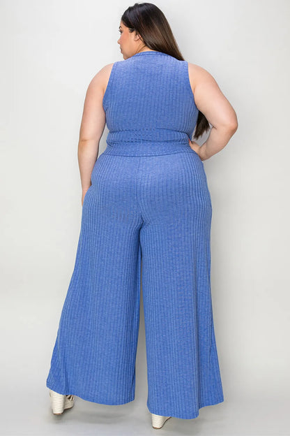Get trendy with Ribbed Tank & Wide Leg Pants Set - Two Piece Sets available at Styles Code. Grab yours today!