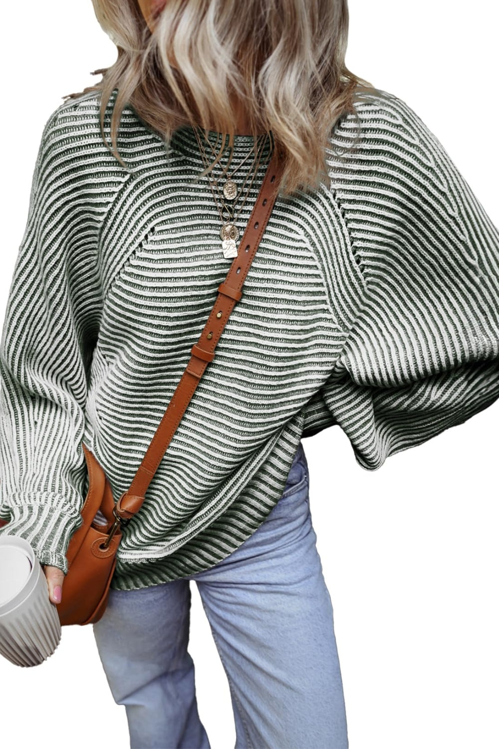 Get trendy with Textured Striped Round Neck Long Sleeve Top -  available at Styles Code. Grab yours today!