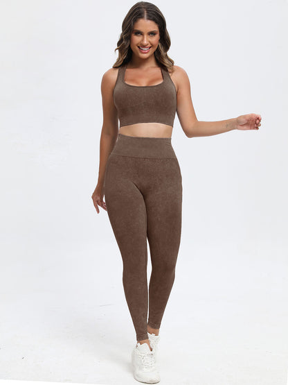 Get trendy with Scoop Neck Wide Strap Top and Pants Active Set - Activewear available at Styles Code. Grab yours today!