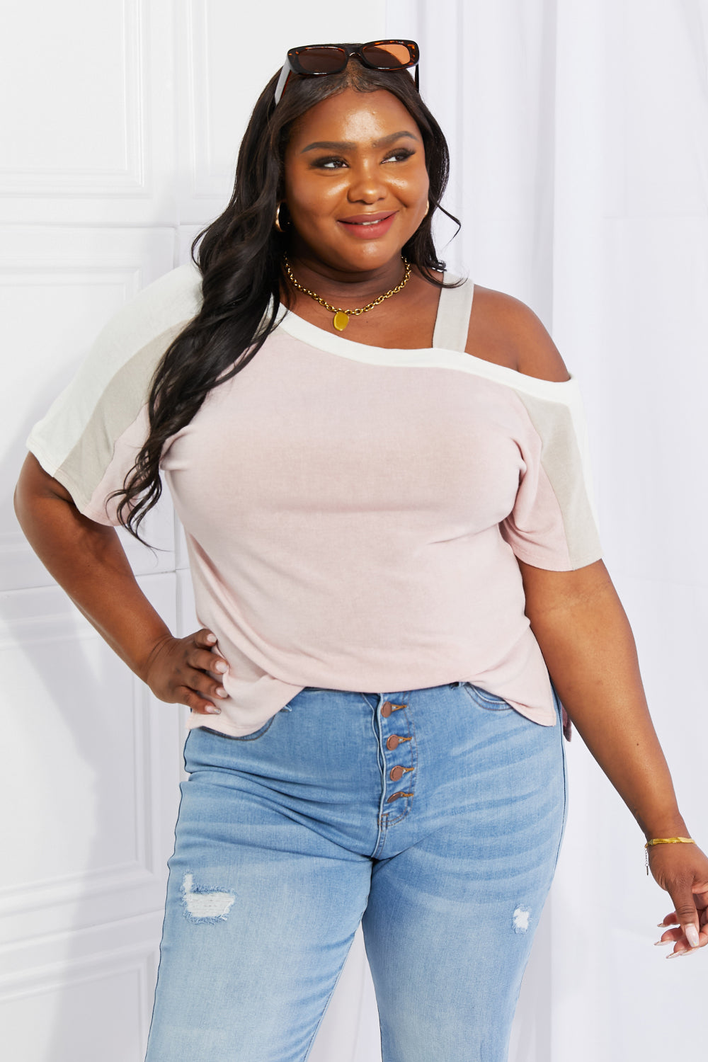 Get trendy with Full Size Cold Shoulder Tee - Tees available at Styles Code. Grab yours today!