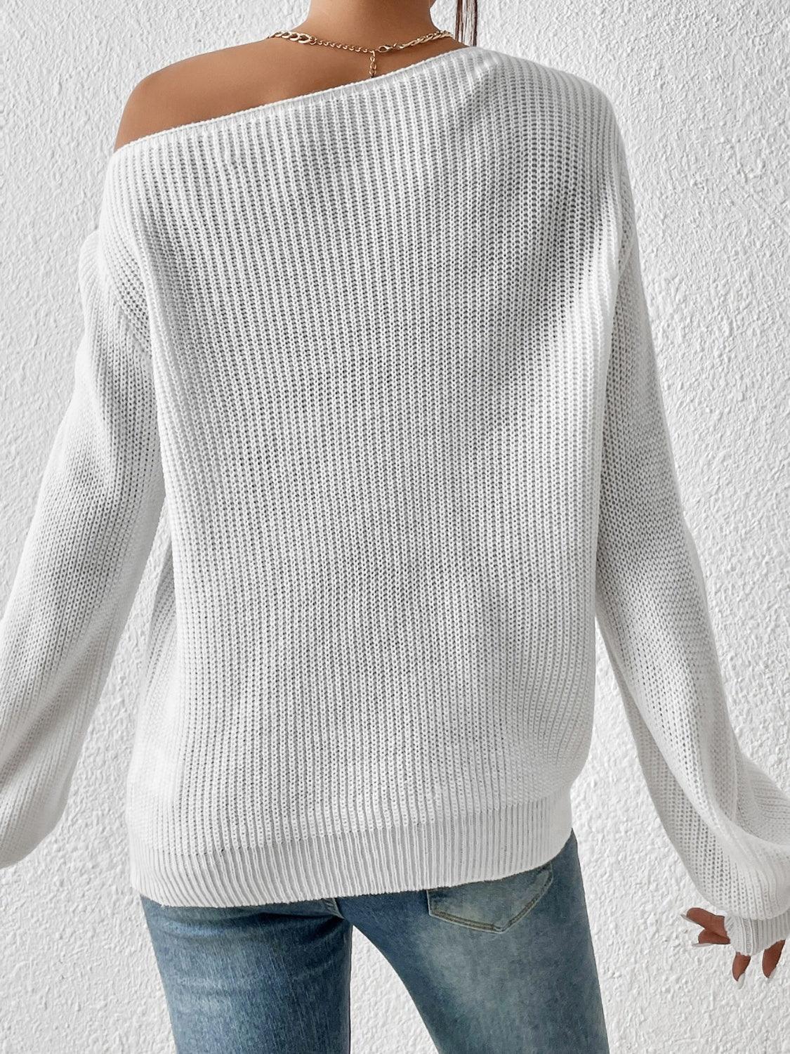 Get trendy with Honey Single Shoulder Long Sleeve Sweater -  available at Styles Code. Grab yours today!