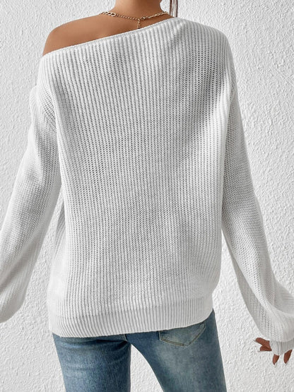 Get trendy with Honey Single Shoulder Long Sleeve Sweater -  available at Styles Code. Grab yours today!