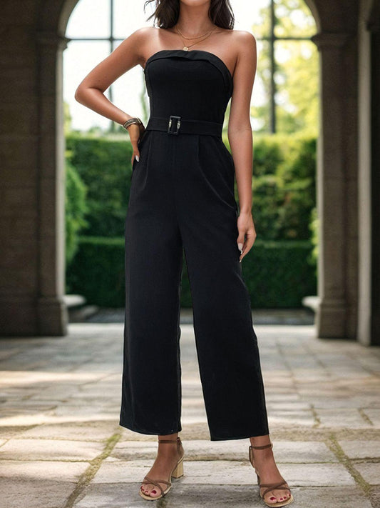 Get trendy with Tube Jumpsuit with Pockets - Jumpsuit available at Styles Code. Grab yours today!