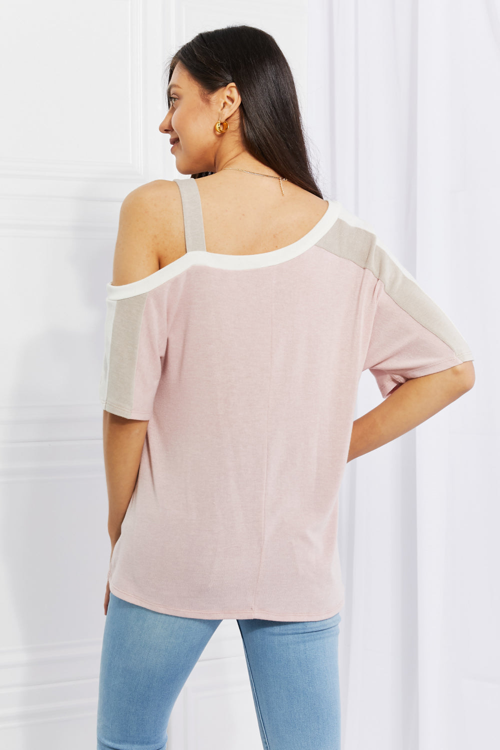 Get trendy with Full Size Cold Shoulder Tee - Tees available at Styles Code. Grab yours today!