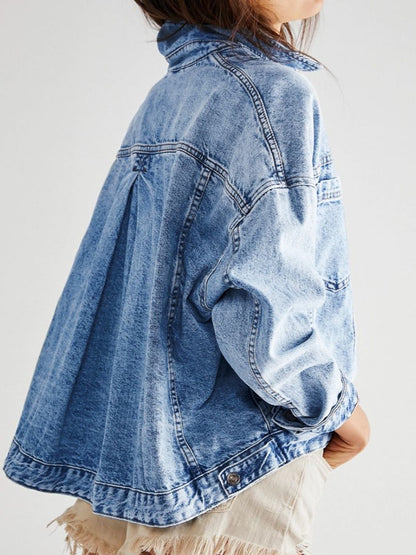 Get trendy with Pocketed Button Up Denim Jacket - Denim Jacket available at Styles Code. Grab yours today!