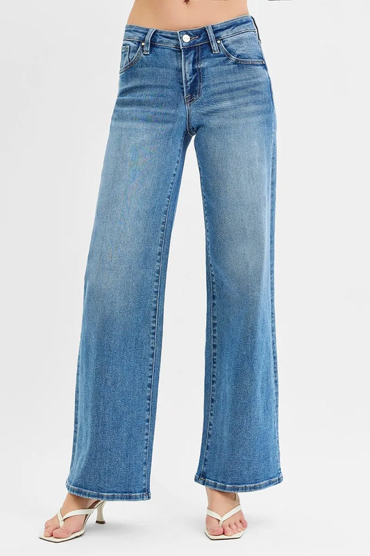 Get trendy with Low Rise Wide Leg Jeans Plus Size - Jeans available at Styles Code. Grab yours today!