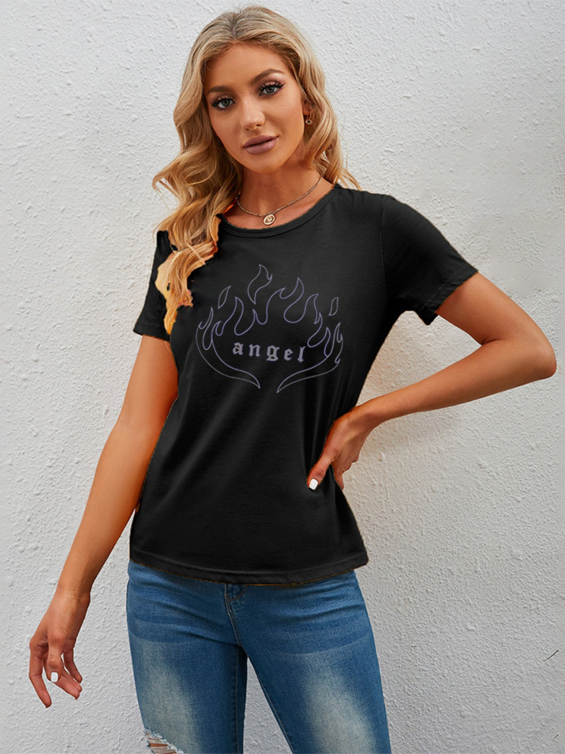 Get trendy with Graphic Round Neck Short Sleeve T-Shirt - Graphic T-Shirts available at Styles Code. Grab yours today!