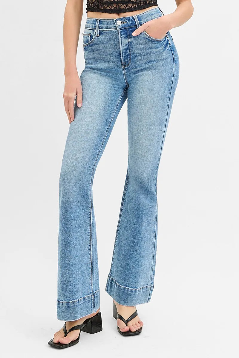 Get trendy with Elastic Band High Rise Jeans Plus Size - Jeans available at Styles Code. Grab yours today!