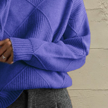 Get trendy with Geometric Turtleneck Long Sleeve Sweater - Sweaters available at Styles Code. Grab yours today!