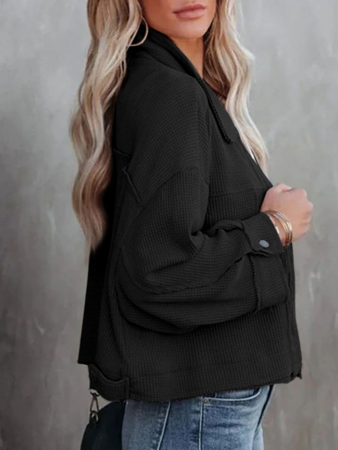 Get trendy with Button Up Long Sleeve Jacket -  available at Styles Code. Grab yours today!