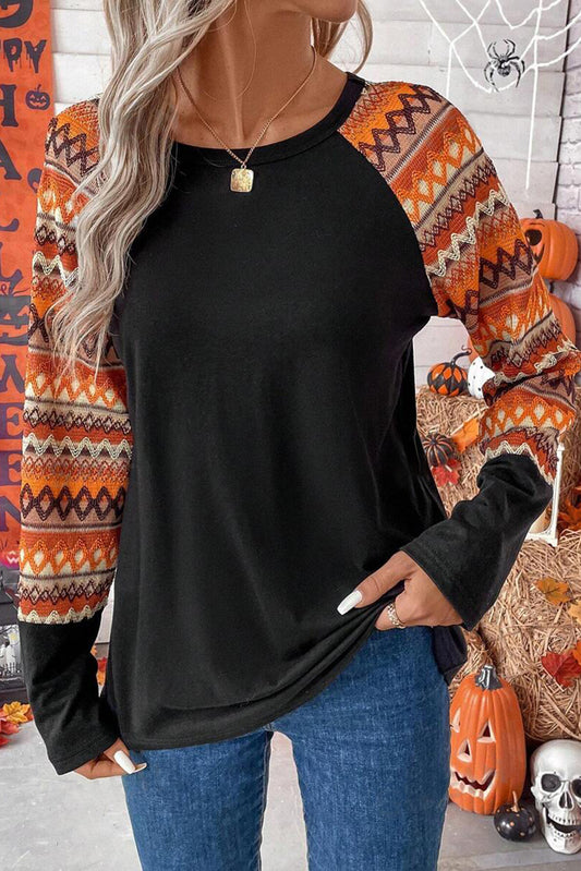 Get trendy with Printed Round Neck Long Sleeve Top -  available at Styles Code. Grab yours today!