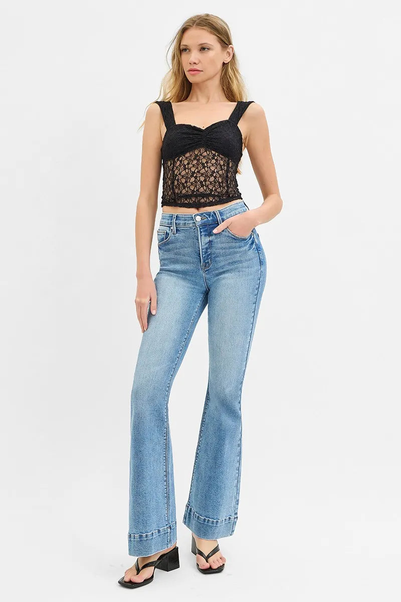 Get trendy with Elastic Band High Rise Jeans Plus Size - Jeans available at Styles Code. Grab yours today!