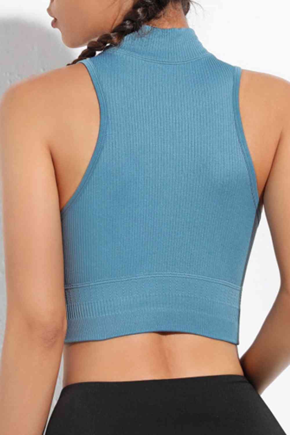 Get trendy with Mock Neck Ribbed Sports Tank - Activewear available at Styles Code. Grab yours today!