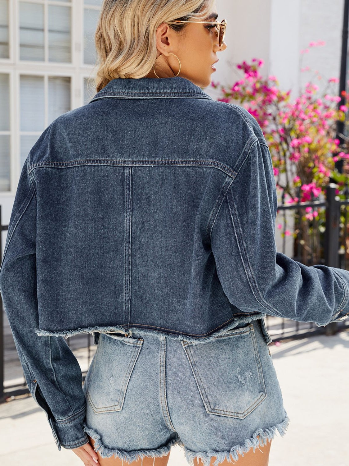 Get trendy with Button Up Denim Jacket with Pockets - Denim Jacket available at Styles Code. Grab yours today!