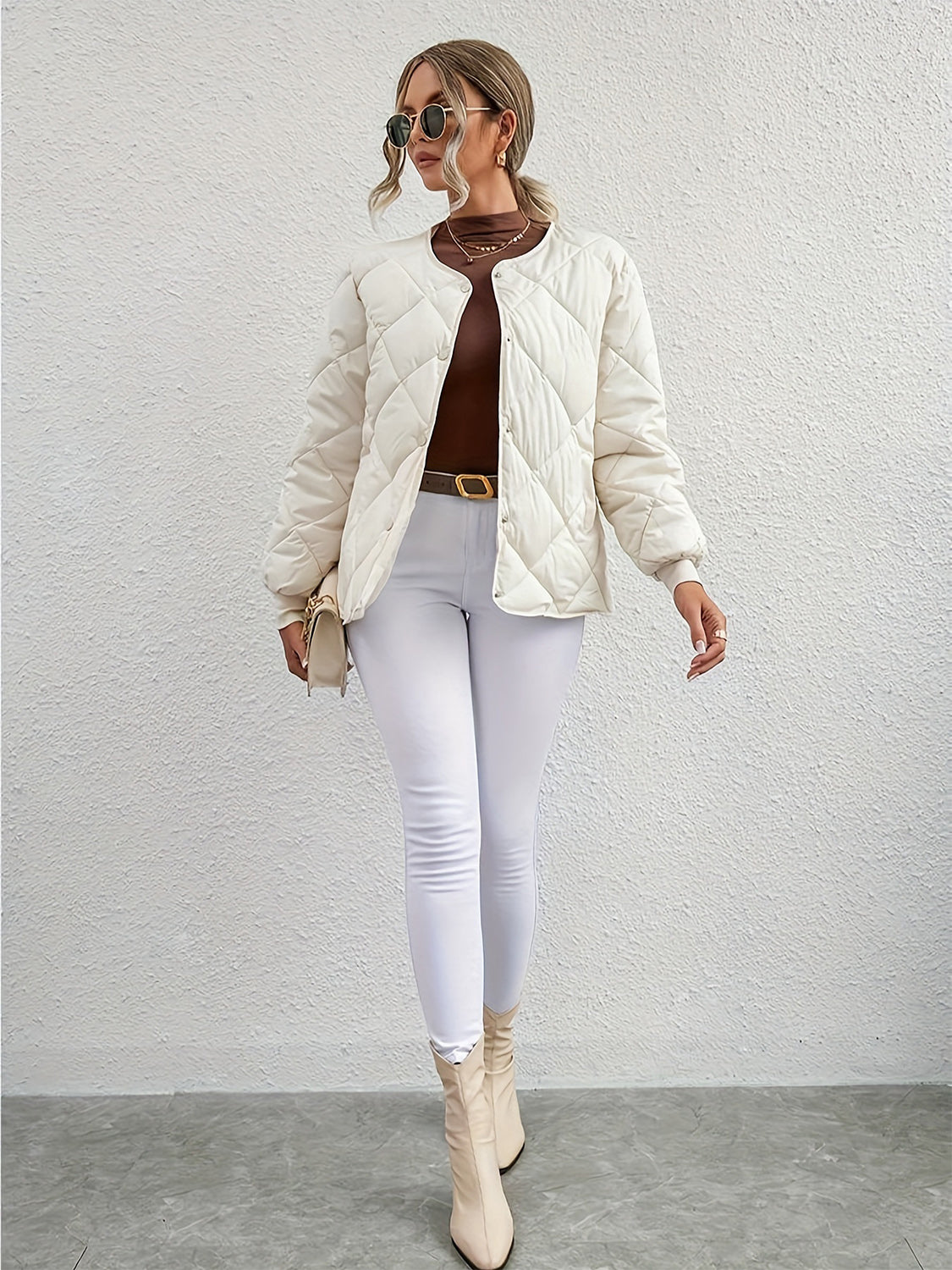 Get trendy with Bubble Texture Snap Down Coat -  available at Styles Code. Grab yours today!