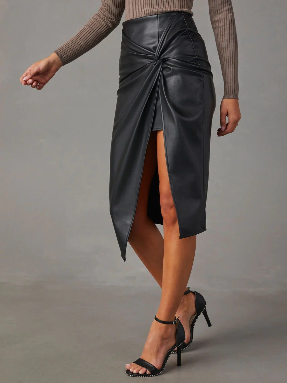 Get trendy with Twist Detail High Waist Skirt - Skirts available at Styles Code. Grab yours today!