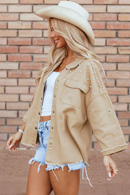 Get trendy with Dropped Shoulder Denim Jacket - Denim Jacket available at Styles Code. Grab yours today!