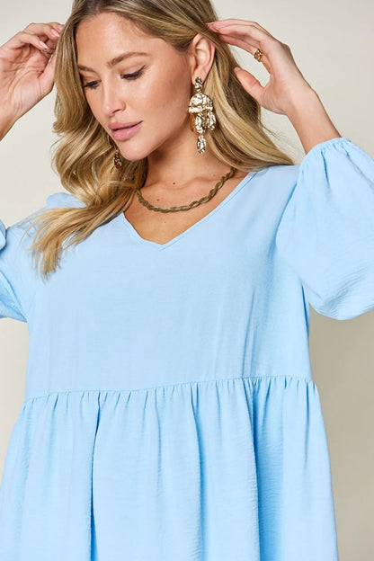 Get trendy with Full Size V-Neck Tiered Dress - Dress available at Styles Code. Grab yours today!