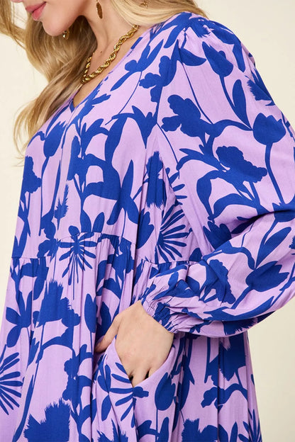 Get trendy with Full Size Printed Ruffle Hem Dress - Dress available at Styles Code. Grab yours today!
