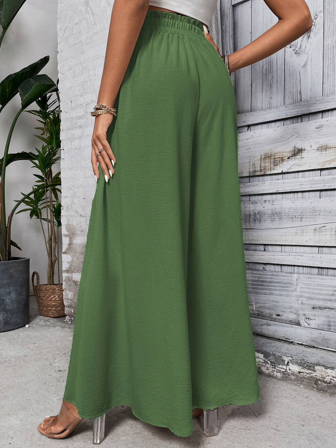 Get trendy with Honey Tied High Waist Wide Leg Pants - Pants available at Styles Code. Grab yours today!