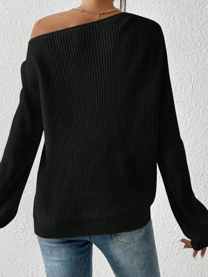 Get trendy with Honey Single Shoulder Long Sleeve Sweater -  available at Styles Code. Grab yours today!