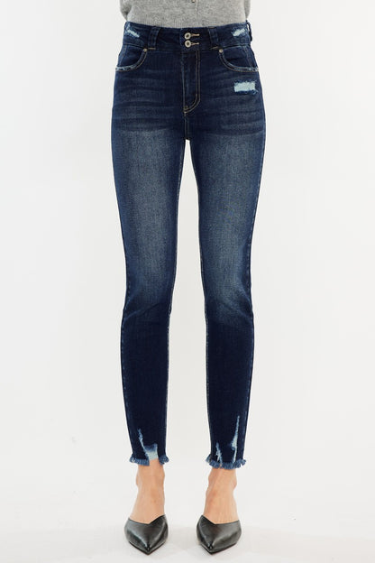 Get trendy with Kancan Full Size Cat's Whiskers Raw Hem High Waist Jeans -  available at Styles Code. Grab yours today!