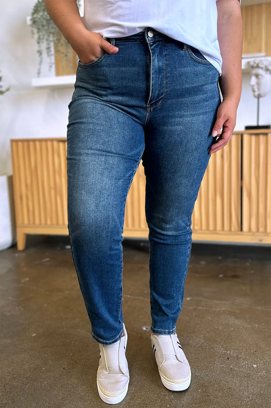 Get trendy with Full Size High Waist Slim Jeans - Jeans available at Styles Code. Grab yours today!