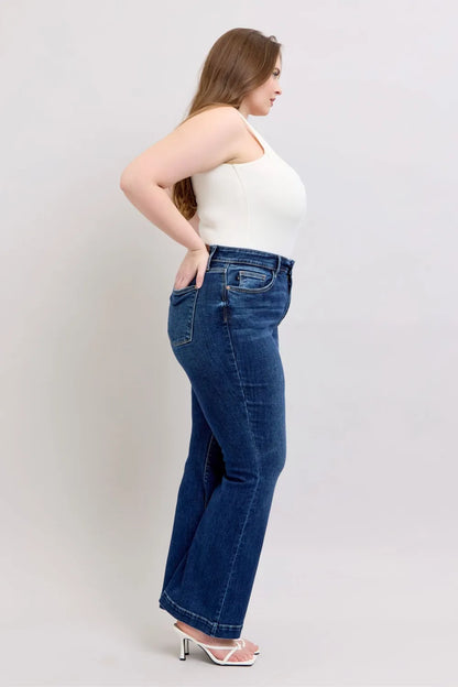 Get trendy with High Rise Flare Jeans Plus Size - Jeans available at Styles Code. Grab yours today!