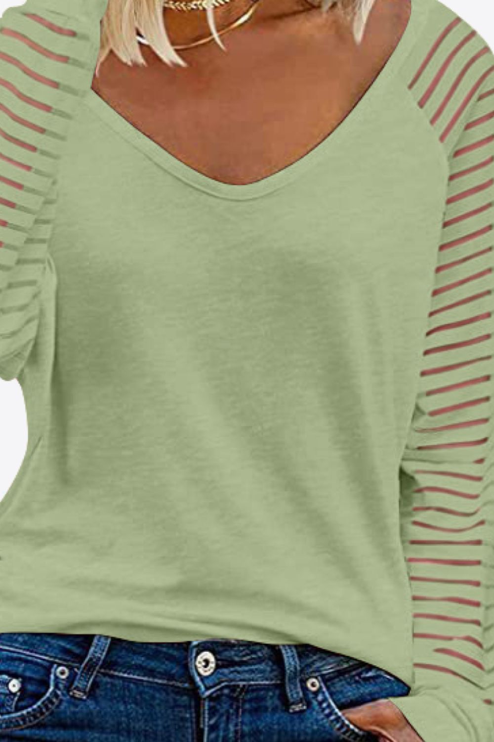 Get trendy with V-Neck Long Raglan Sleeve Top - Blouse available at Styles Code. Grab yours today!