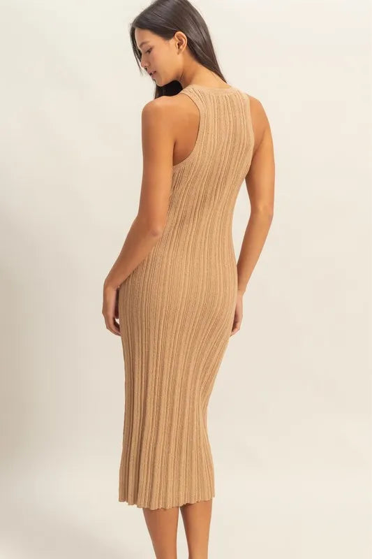 Get trendy with Bodycon Ribbed Knit Dress - Dress available at Styles Code. Grab yours today!