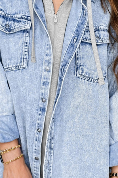 Get trendy with Distressed Button Up Long Sleeve Denim Jacket -  available at Styles Code. Grab yours today!