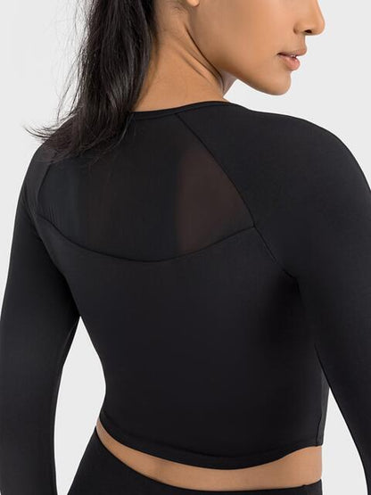 Get trendy with Millennia Square Neck Long Sleeve Cropped Sports Top - Activewear available at Styles Code. Grab yours today!