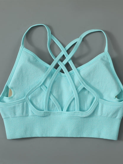 Get trendy with Crisscross Spaghetti Strap Active Bra - Activewear available at Styles Code. Grab yours today!