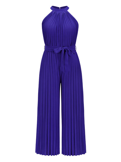 Get trendy with Cutout Tied Pleated Sleeveless Jumpsuit - Jumpsuit available at Styles Code. Grab yours today!