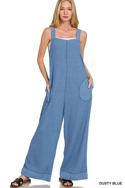 Get trendy with Knit Waffle Overalls - Jumpsuit available at Styles Code. Grab yours today!