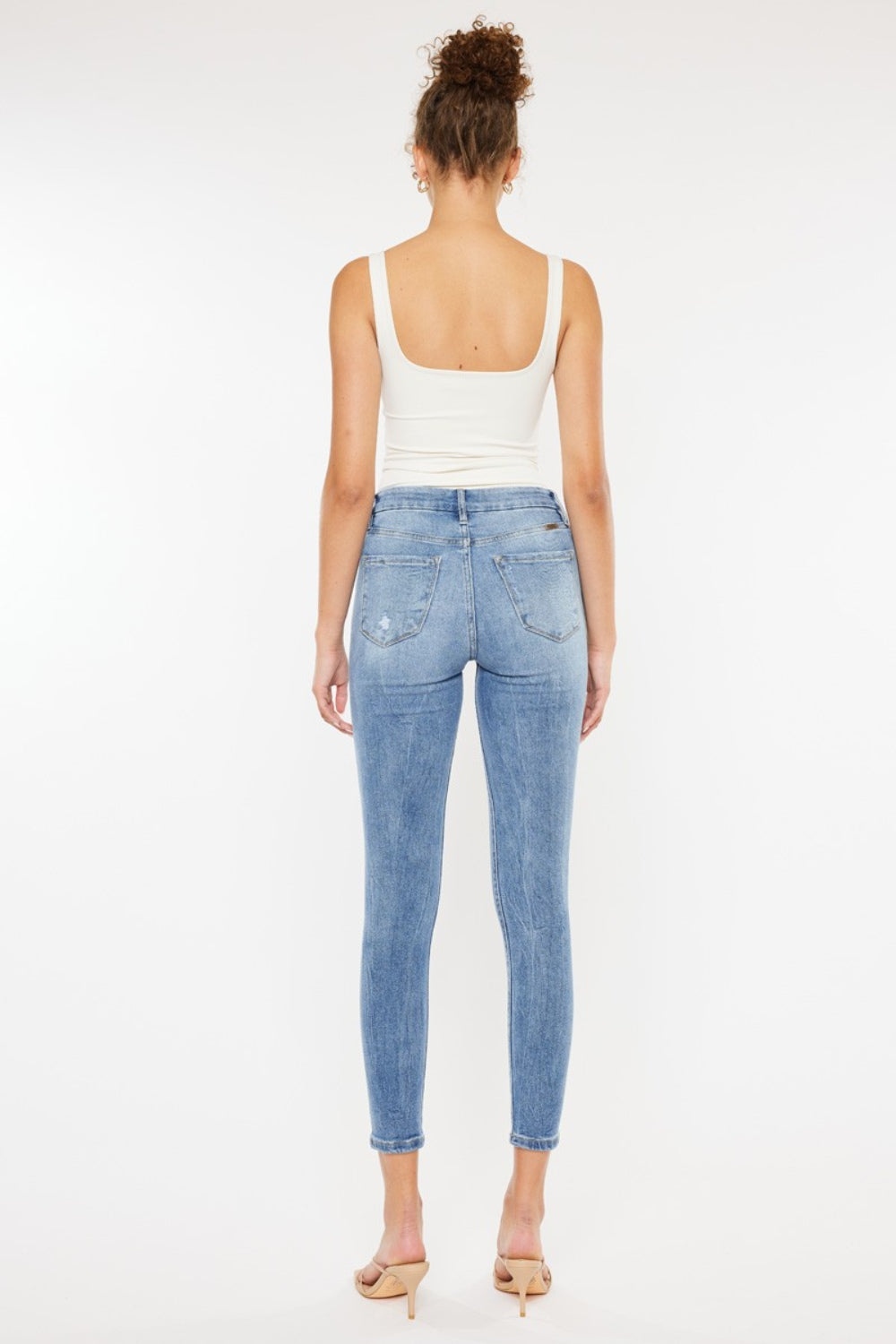 Get trendy with High Waist Cat's Whiskers Skinny Jeans - Jeans available at Styles Code. Grab yours today!