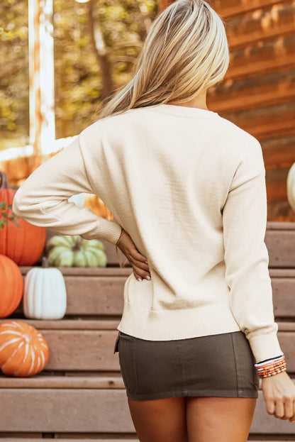 Get trendy with BOO Round Neck Long Sleeve Sweater -  available at Styles Code. Grab yours today!