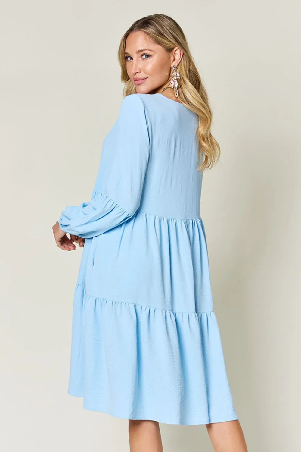 Get trendy with Full Size V-Neck Tiered Dress - Dress available at Styles Code. Grab yours today!