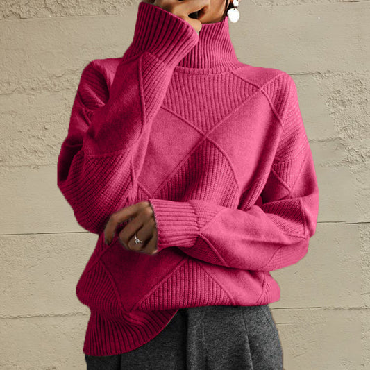 Get trendy with Geometric Turtleneck Long Sleeve Sweater - Sweaters available at Styles Code. Grab yours today!