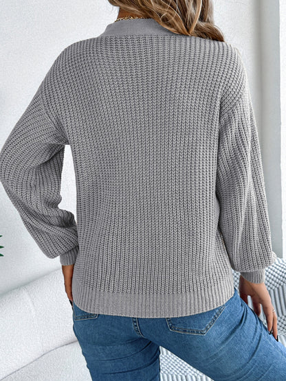 Get trendy with Cutout V-Neck Long Sleeve Sweater -  available at Styles Code. Grab yours today!