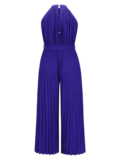 Get trendy with Cutout Tied Pleated Sleeveless Jumpsuit - Jumpsuit available at Styles Code. Grab yours today!