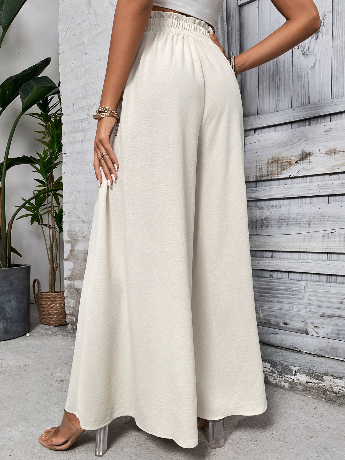 Get trendy with Honey Tied High Waist Wide Leg Pants - Pants available at Styles Code. Grab yours today!