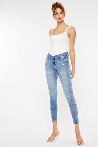 Get trendy with High Waist Cat's Whiskers Skinny Jeans - Jeans available at Styles Code. Grab yours today!