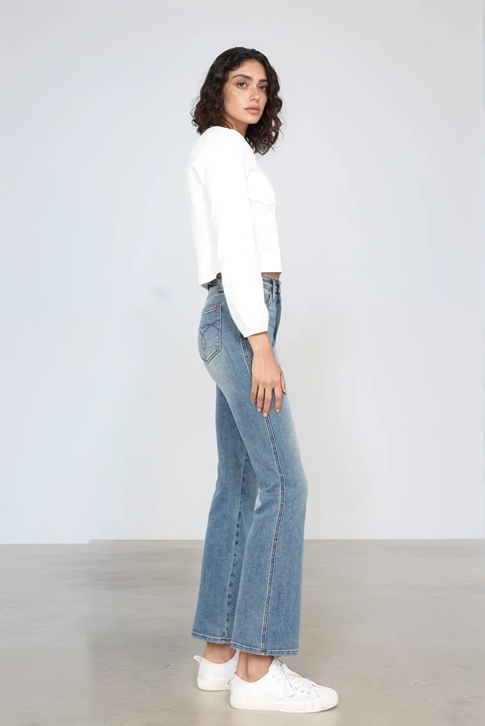Get trendy with Full Size Tummy Control Bootcut Jeans - Jeans available at Styles Code. Grab yours today!