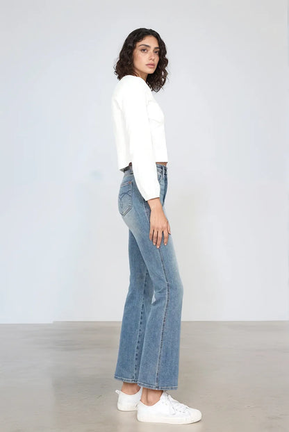 Get trendy with Full Size Tummy Control Bootcut Jeans - Jeans available at Styles Code. Grab yours today!