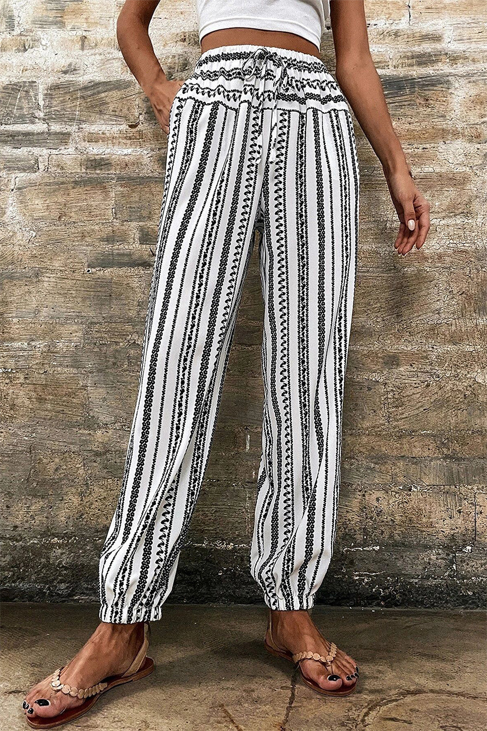 Get trendy with Printed Elastic Waist Pants - Pants available at Styles Code. Grab yours today!